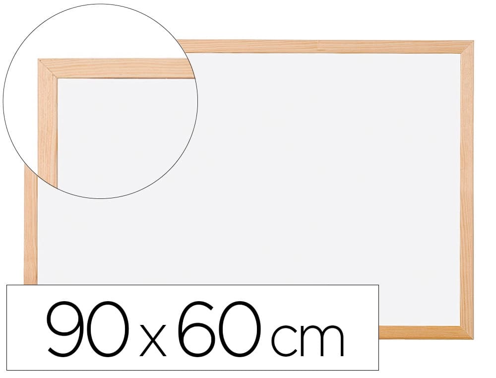 Q-connect Pizarra blanca q-connect laminada marco de madera 90x60 cm