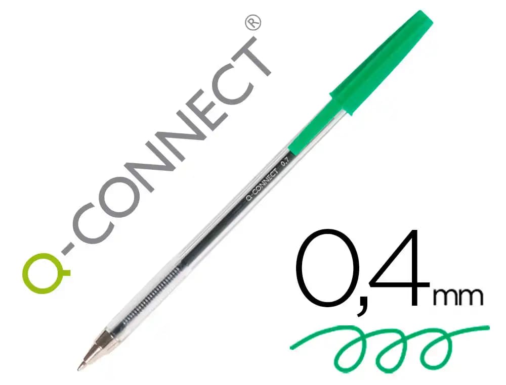 Q-connect Boligrafo transparente q-connect verde medio kf01043