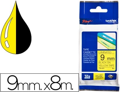 Brother Cinta brother tze621 amarillo-negro 9mm longitud 8 m