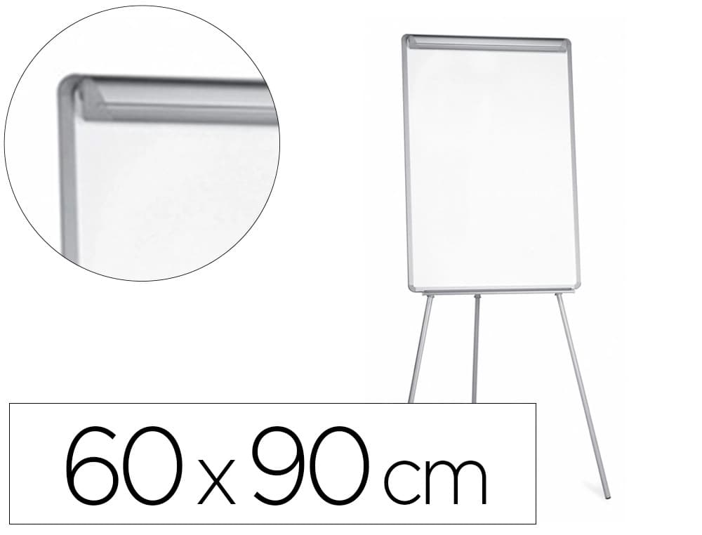 Q-connect Pizarra blanca q-connect con tripode 90x60x195cm para convenciones superficie laminada escritura directa