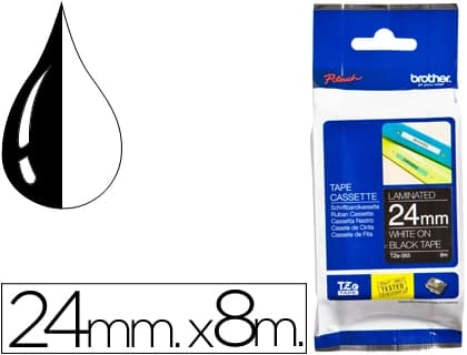 Brother Cinta brother tze-355 negro-blanco 24mm longitud 8 m