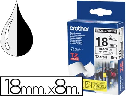 Brother Cinta brother tzes241 blanco-negro 18mm longitud 8 m superadhesiva