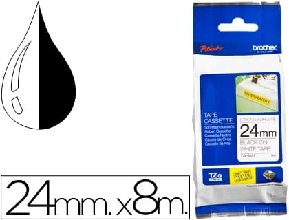 Brother Cinta brother tzes251 blanco-negro 24mm longitud 8 m superadhesiva
