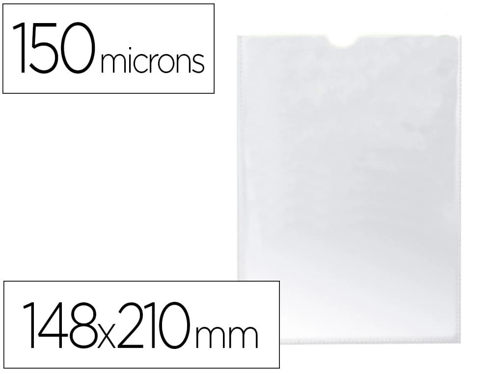 Q-connect Funda portadocumento q-connect din a5 150 micras pvc transparente con uñero 148x210 mm