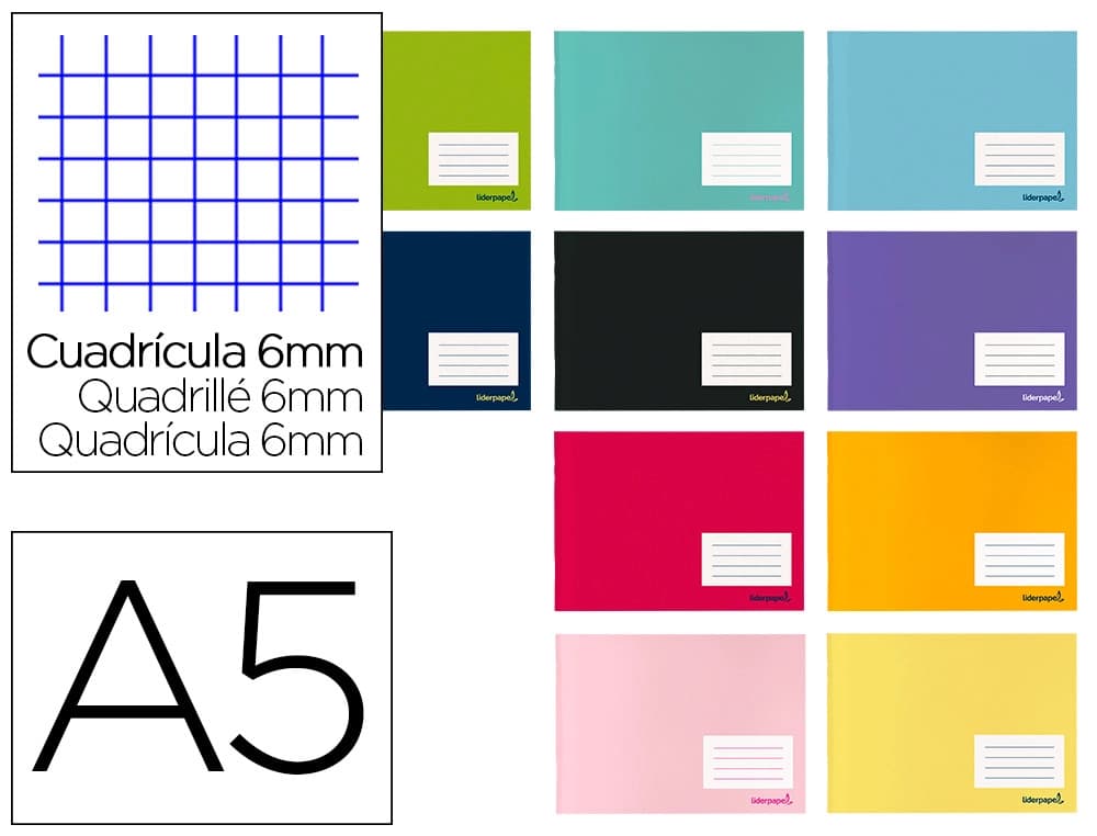 Liderpapel Libreta liderpapel smart a5 apaisado 32 hojas 60gr cuadro 6 mm con margen