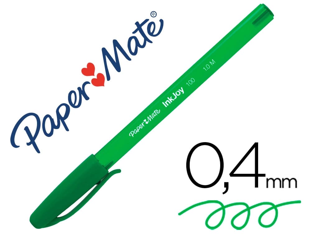 Papermate Boligrafo paper mate inkjoy 100 punta media trazo 1 mm verde