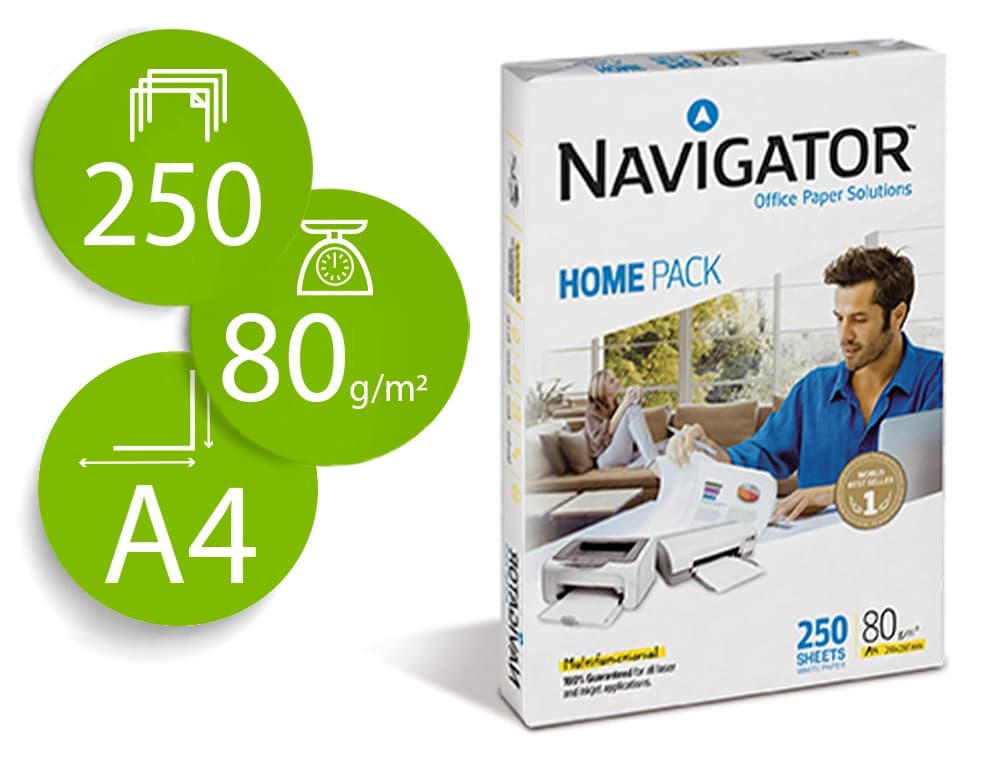 Navigator Papel fotocopiadora navigator home pack din a4 80 gramos paquete de 250 hojas