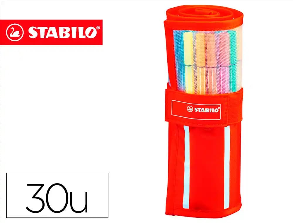 Stabilo Rotulador stabilo acuarelable pen 68 estuche de 24 colores estandar + 6 colores neon