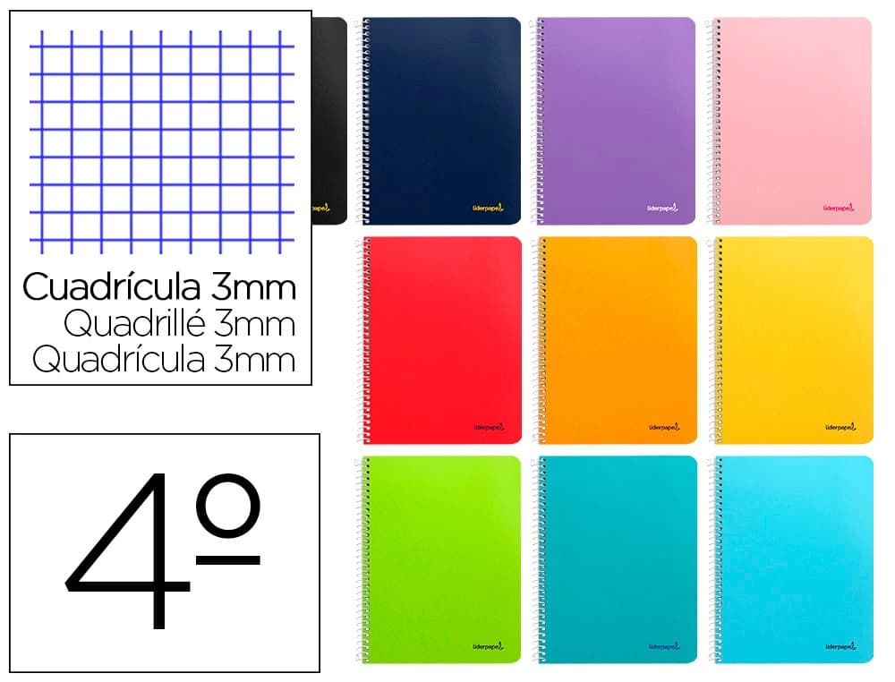 Liderpapel Cuaderno espiral liderpapel cuarto smart tapa blanda 80h 60gr 3mm con margen colores surtidos