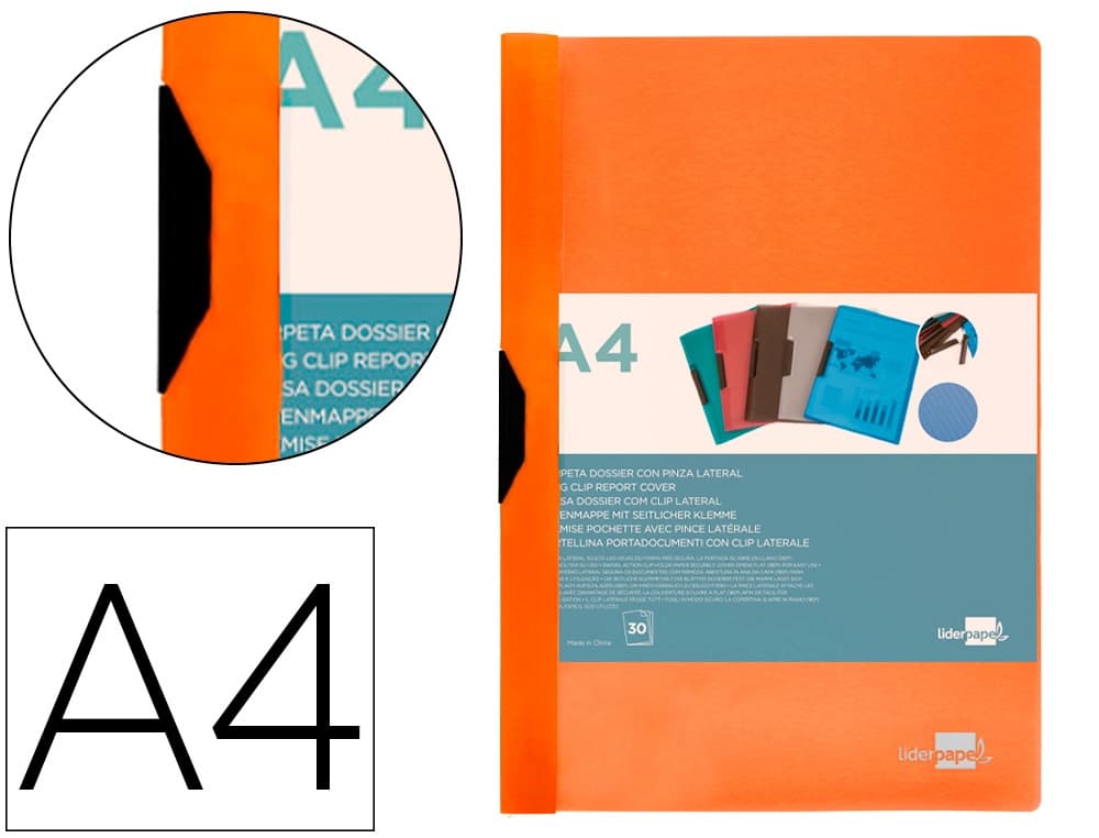 Carpeta liderpapel dossier pinza lateral 35365 polipropileno din a4 negra 30 hojas pinza deslizante