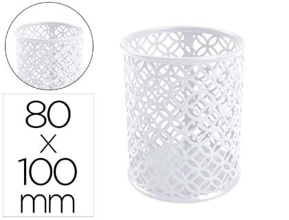 Cubilete portalapices q-connect metal redondo rejilla diametro 86 mm alto 105 mm