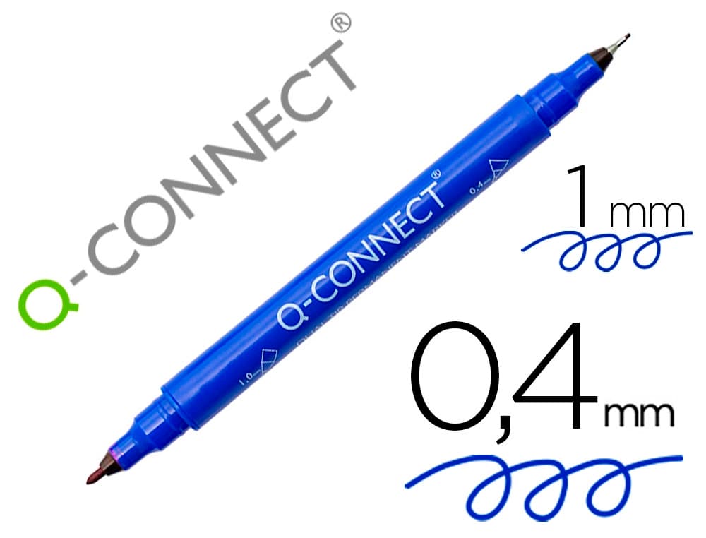 Rotulador q-connect marcador permanente doble punta 4 mm y 1 mm