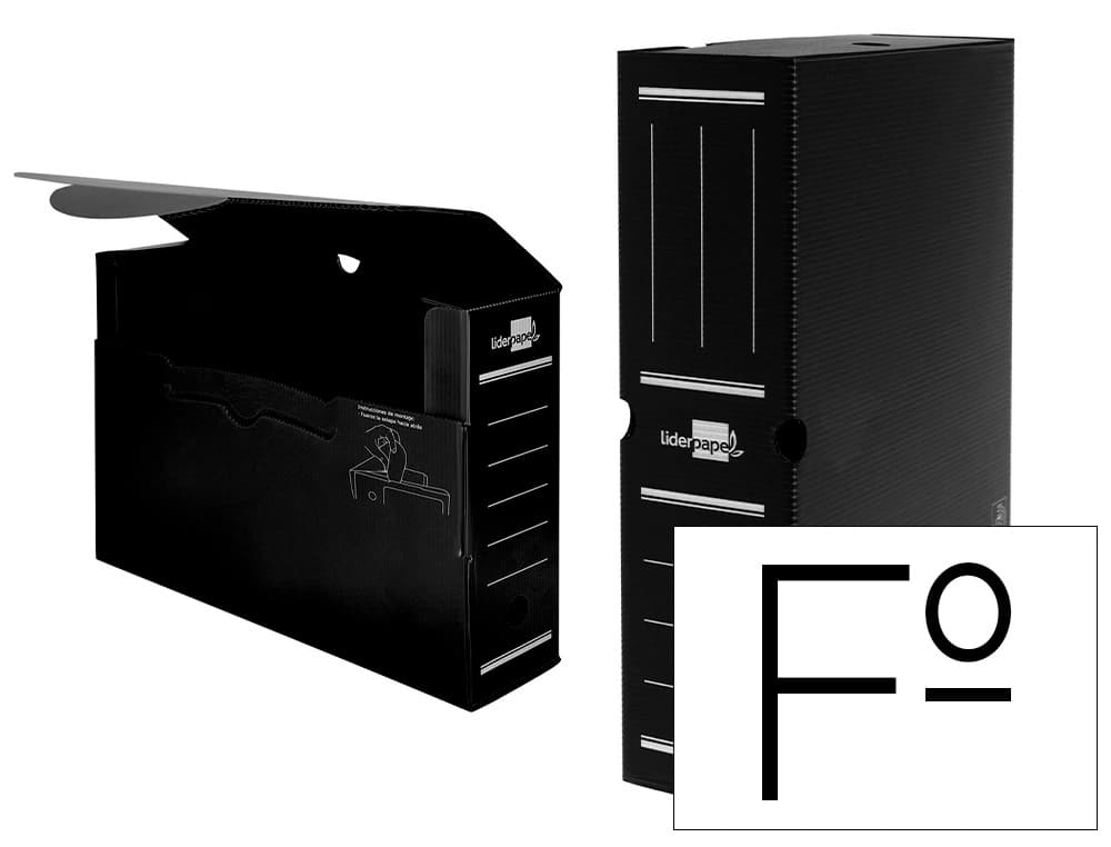 Caja archivo definitivo plastico liderpapel lomo 100 mm 360x100x260 mm