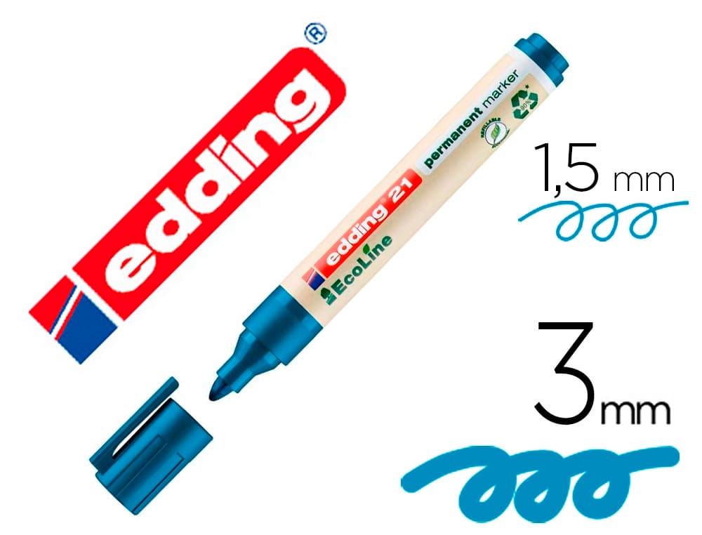 Rotulador edding 21 marcador permanente ecoline 90% reciclado punta redonda 1,5-3 mm recargable