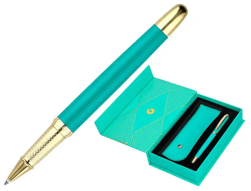 Boligrafo y estuche belius soiree y dorado tinta azul caja de diseño