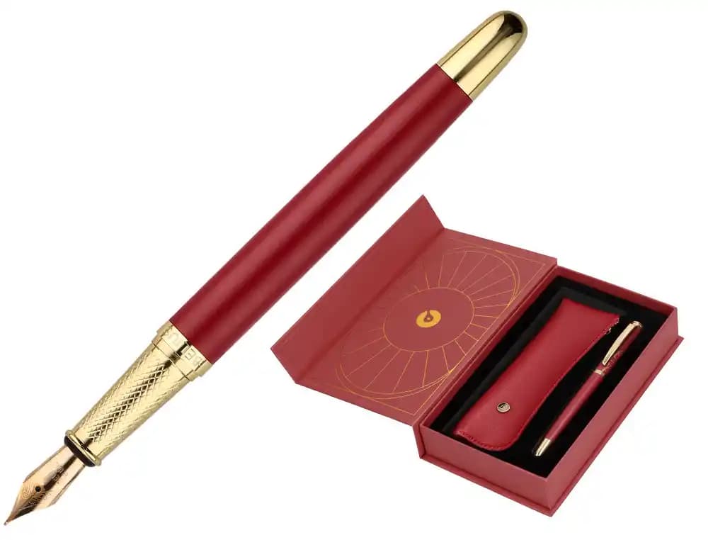 Pluma y estuche belius soiree color art deco y dorado tinta azul caja de diseño