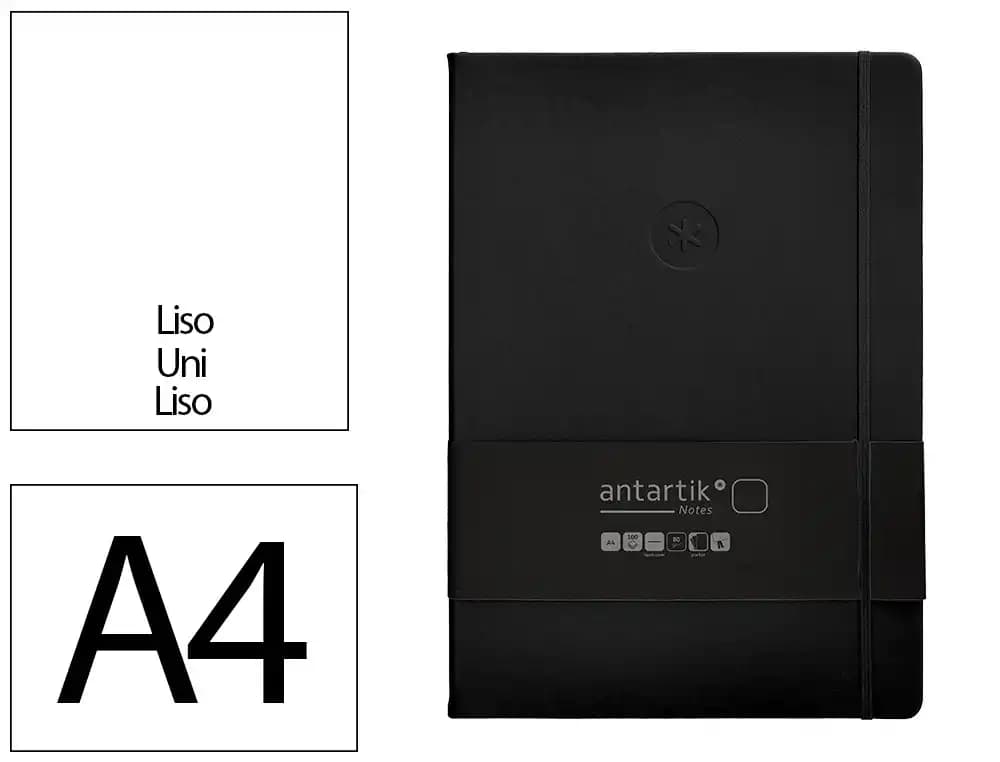 Cuaderno con gomilla antartik notes tapa dura a4 hojas lisas 100 hojas 80 gr fsc