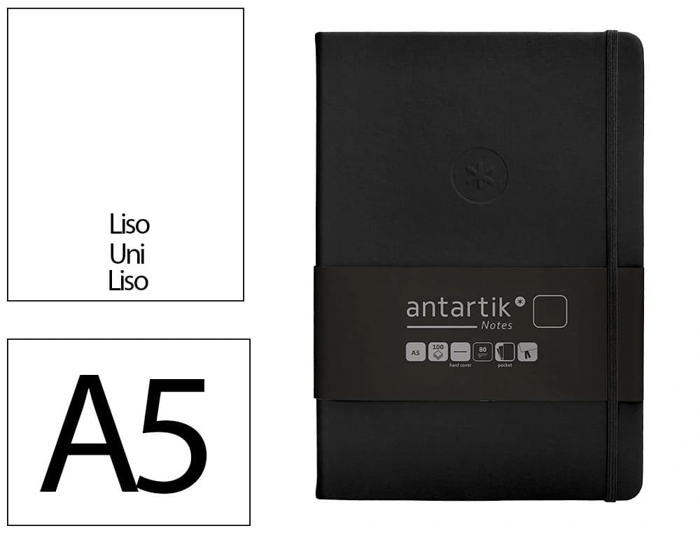 Cuaderno con gomilla antartik notes tapa dura a5 hojas lisas 100 hojas 80 gr fsc