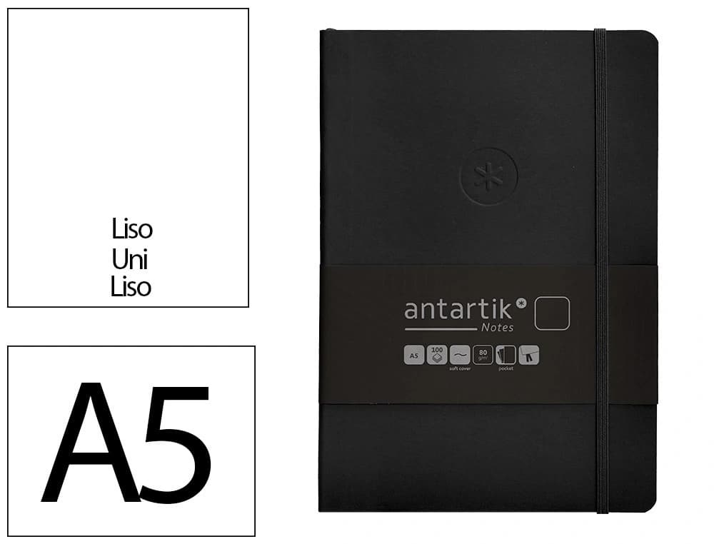 Cuaderno con gomilla antartik notes tapa blanda a5 hojas lisas rosa y 80 hojas 80 gr fsc