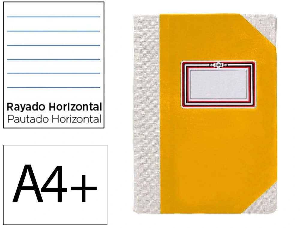 Libro cartone cosido fernandes flecha din a4+ rayado horizontal 50 hojas 100 gr