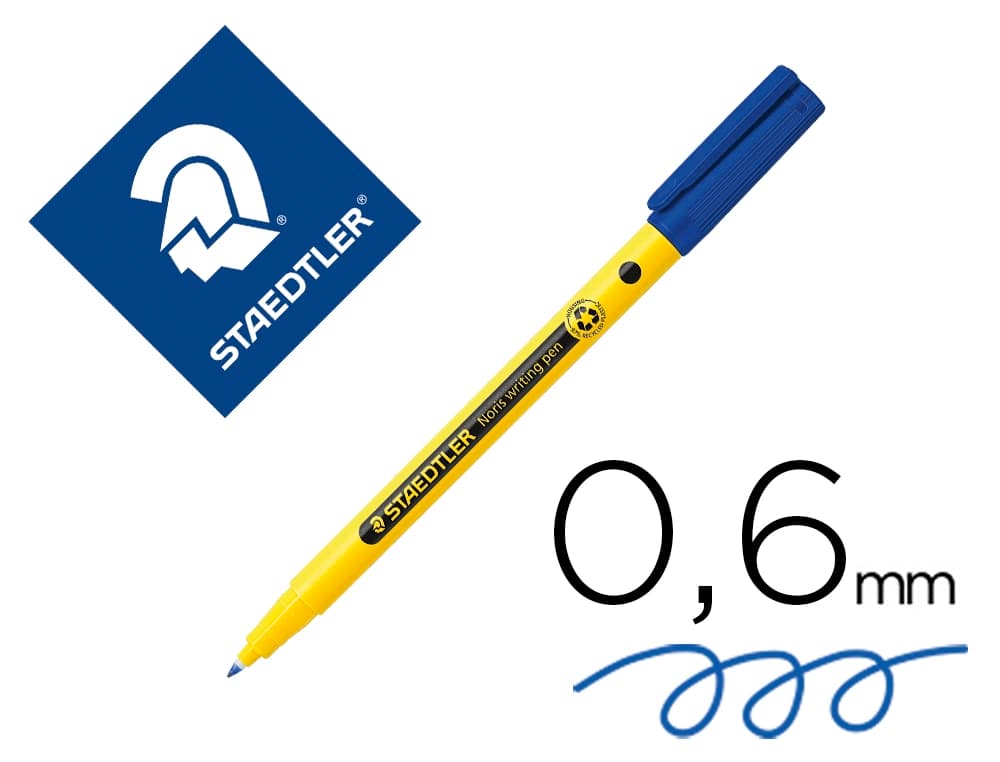 Rotulador staedtler noris writing pen 307 tinta base de agua punta fina trazo 0,6 mm