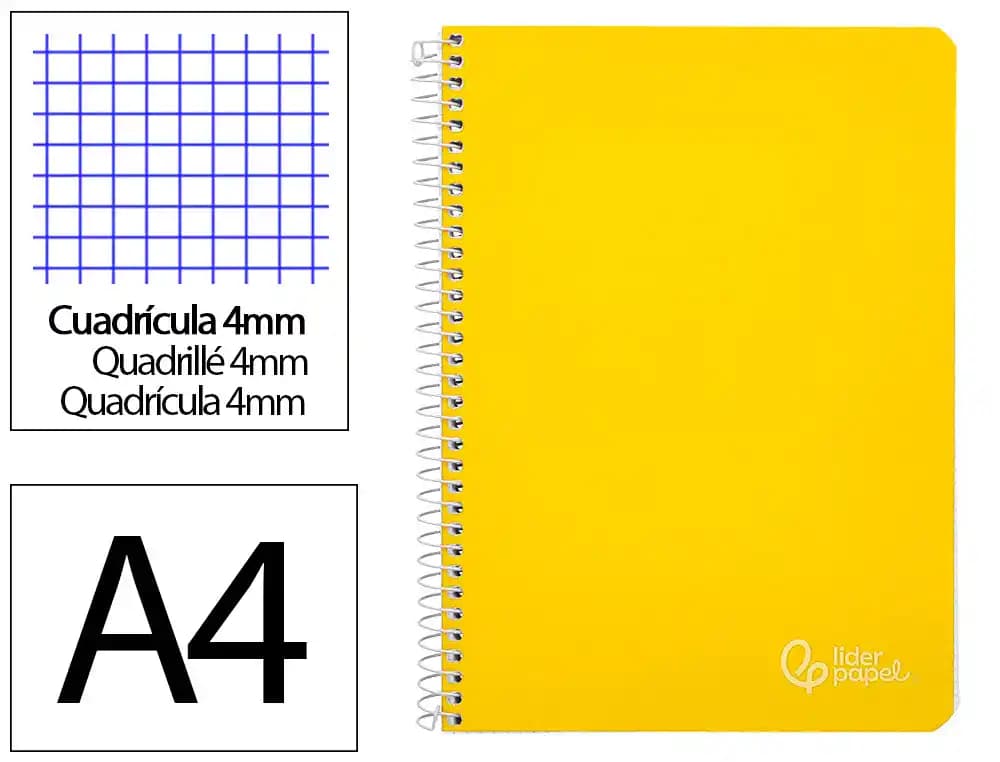 Cuaderno espiral liderpapel a4 witty tapa dura 80h 90gr cuadro 4mm con margen colores