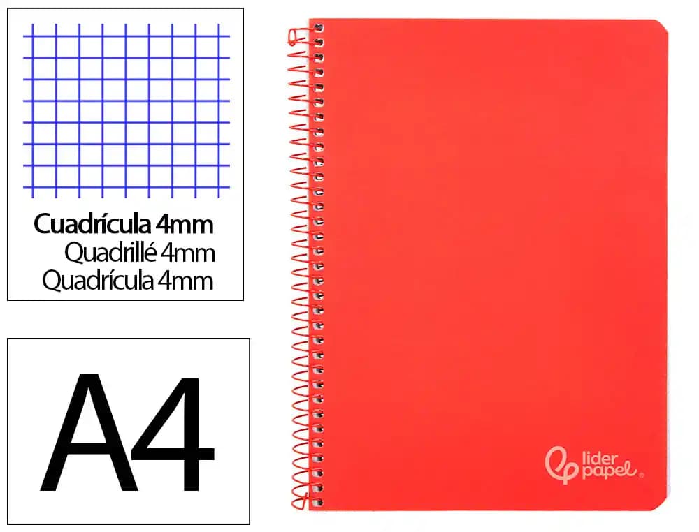 Cuaderno espiral liderpapel witty tapa dura 80h cuadro 4mm con margen color