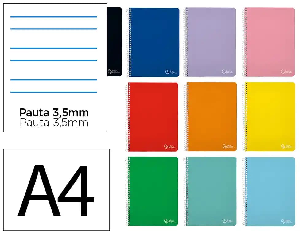 Cuaderno espiral liderpapel a4 witty tapa dura 80h 90gr pauta 3,5mm con margen colores