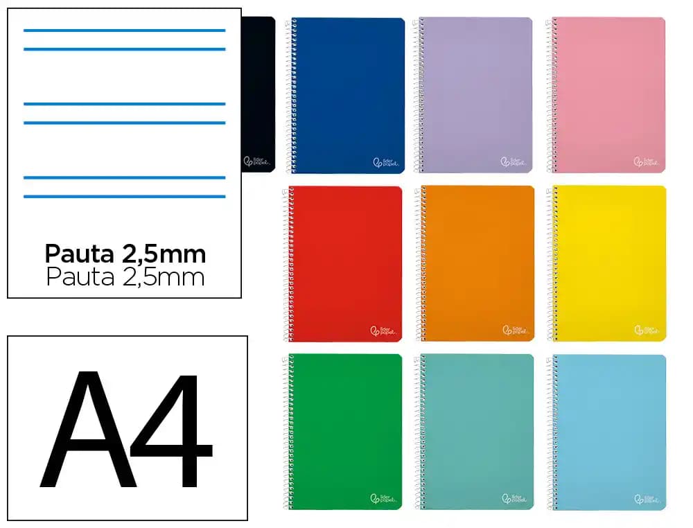 Cuaderno espiral liderpapel a4 witty tapa dura 80h 90gr pauta 2,5mm con margen colores