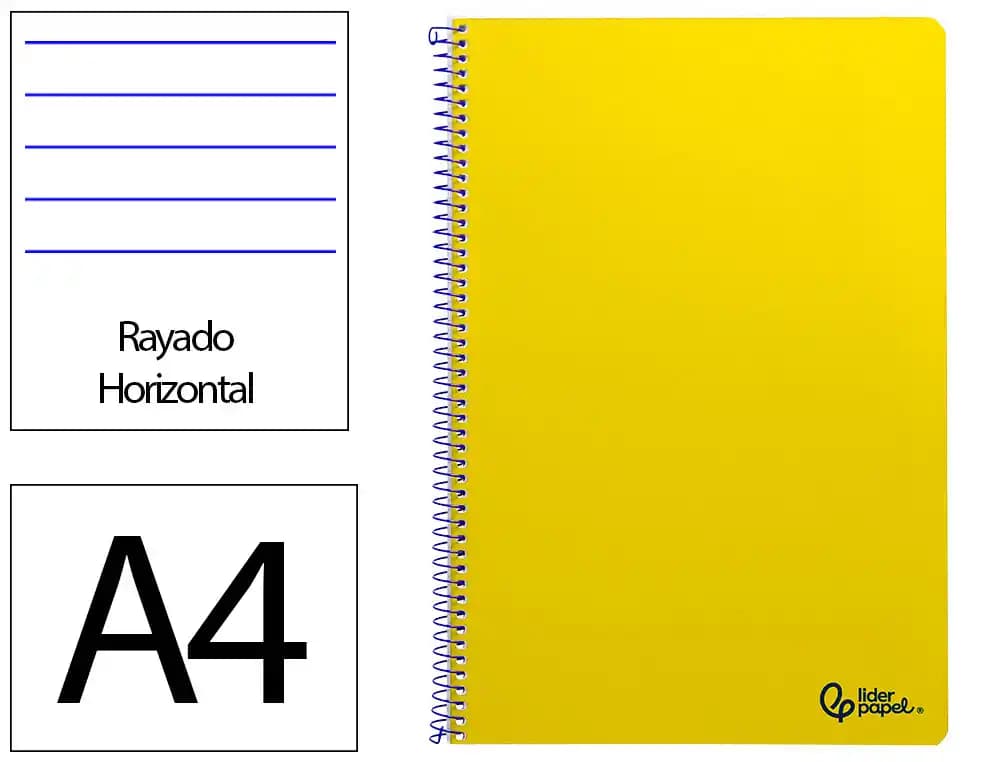 Cuaderno espiral liderpapel a4 smart tapa blanda 80h 75gr rayado horizontal con margen color azul oscuro