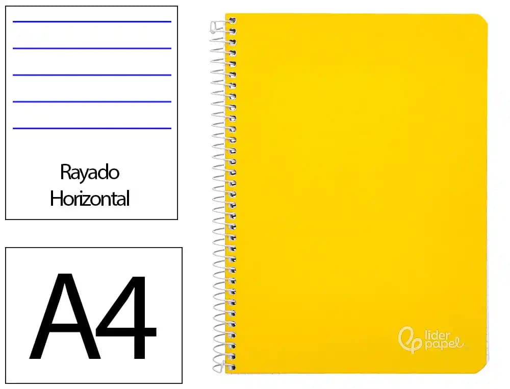 Cuaderno espiral liderpapel a4 witty tapa dura 80h 90gr rayado horizontal con margen