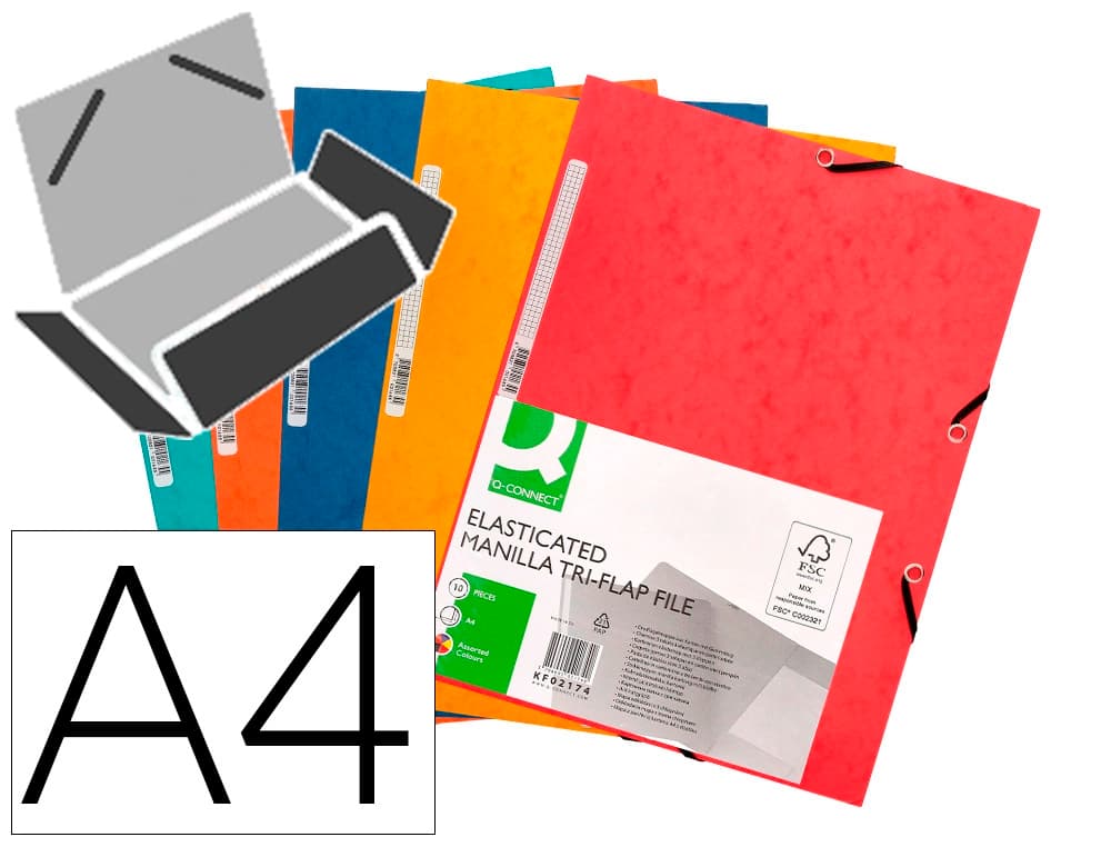 Carpeta q-connect gomas kf02166 carton simil-prespan solapas 320x243 mm amarilla