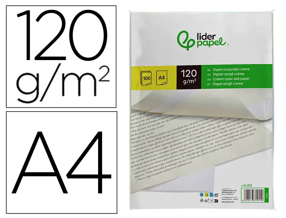 Papel verjurado liderpapel paquete de 100 hojas