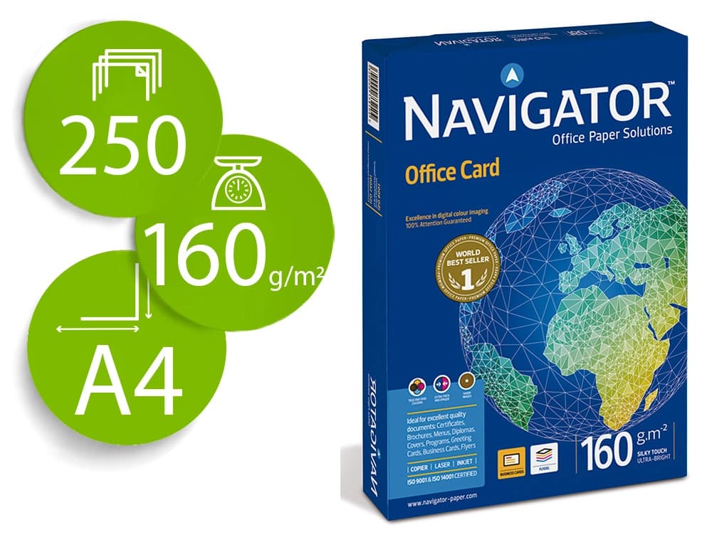 Papel fotocopiadora navigator 160 gramos papel multiuso ink-jet y laser paquete de 250 hojas