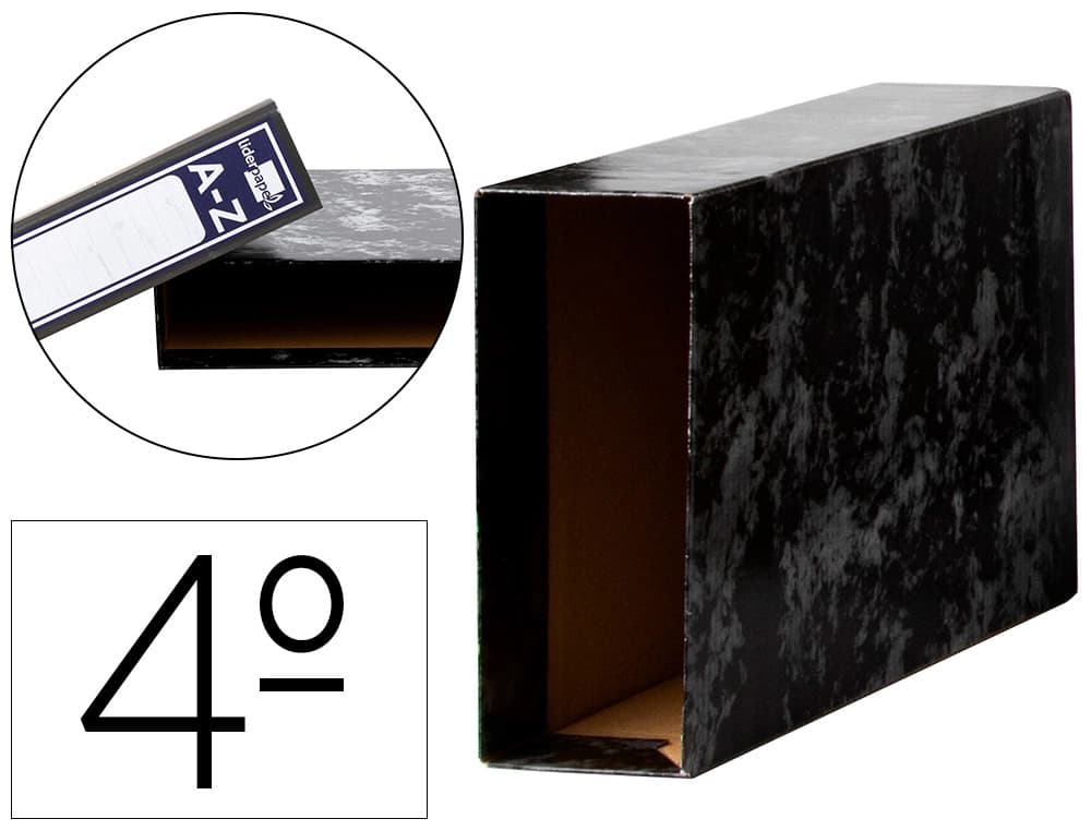 Caja archivador liderpapel classic blue cuarto apaisado negra