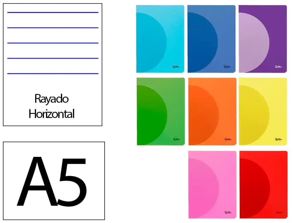Libreta liderpapel 360 tapa de plastico a5 48 hojas 90gr horizontal con doble margen tapa negra
