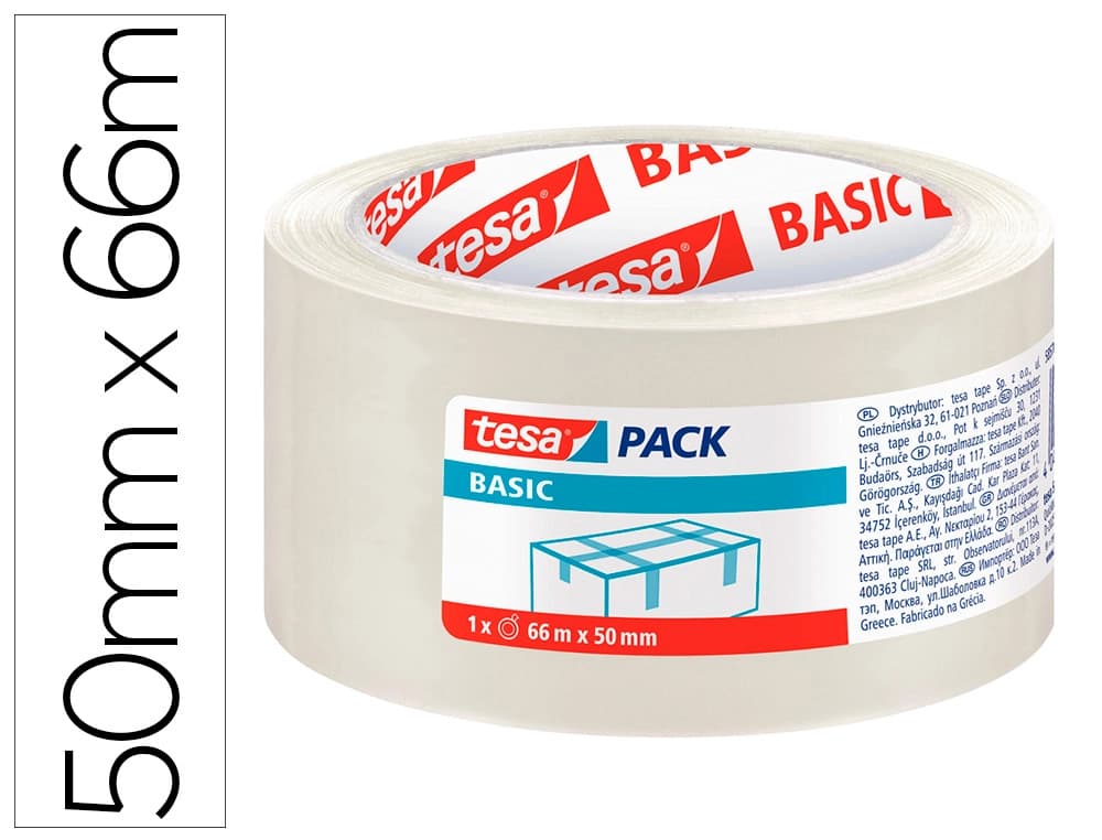 Cinta adhesiva tesa pp 66 m x 50 mm para embalaje
