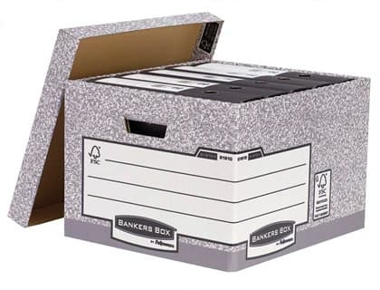 Cajon fellowes carton reciclado para almacenamiento de archivo capacidad 4 cajas de archivo tamaño folio