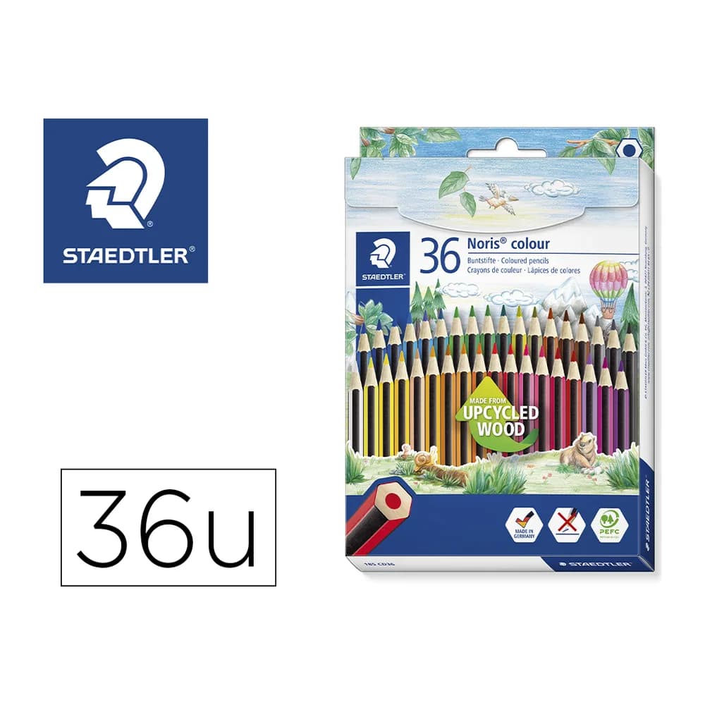 Staedtler Lapices de colores staedtler upcycled wood ecologico 36 colores en caja de carton