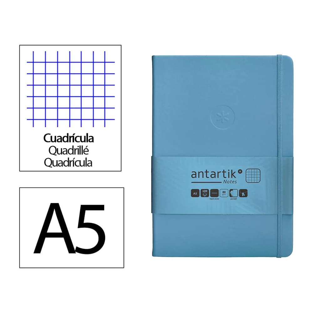 Antartik Cuaderno con gomilla antartik notes tapa dura a5 hojas cuadricula 100 hojas 80 gr fsc