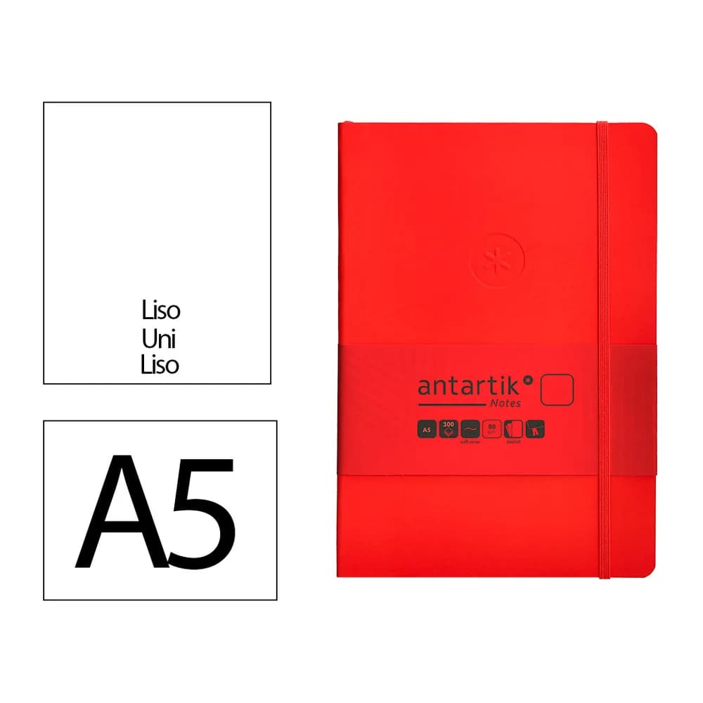Antartik Cuaderno con gomilla antartik notes tapa blanda a5 hojas lisas 80 hojas 80 gr fsc