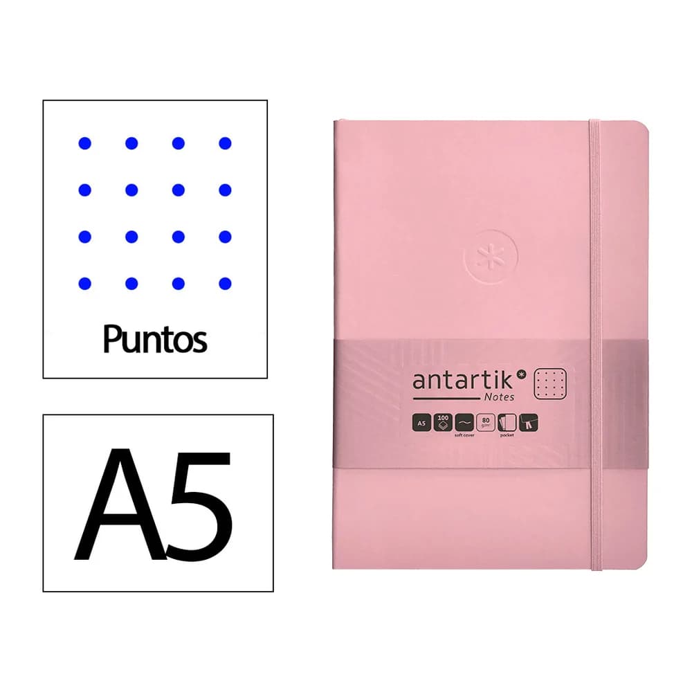Antartik Cuaderno con gomilla antartik notes tapa blanda a5 hojas puntos 80 hojas 80 gr fsc