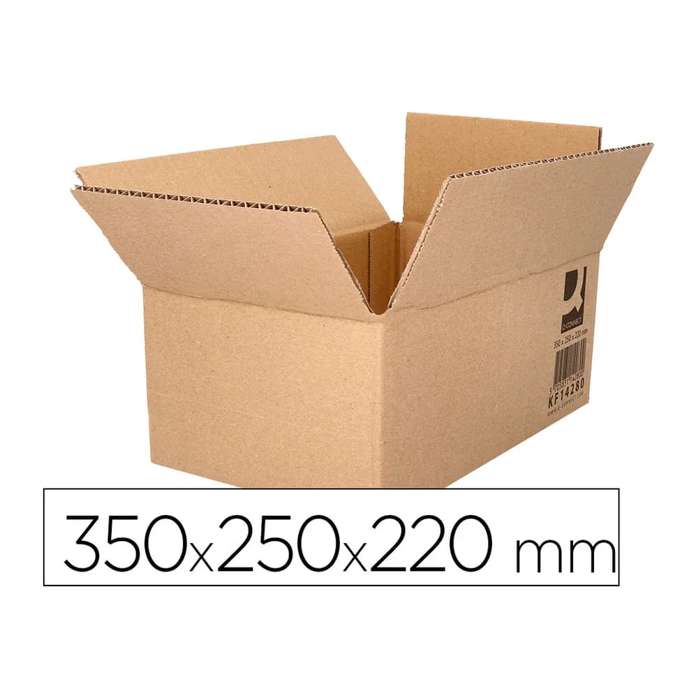 Q-connect Caja para embalar q-connect americana carton reciclado canal simple 5 mm color kraft 350x250x220 mm