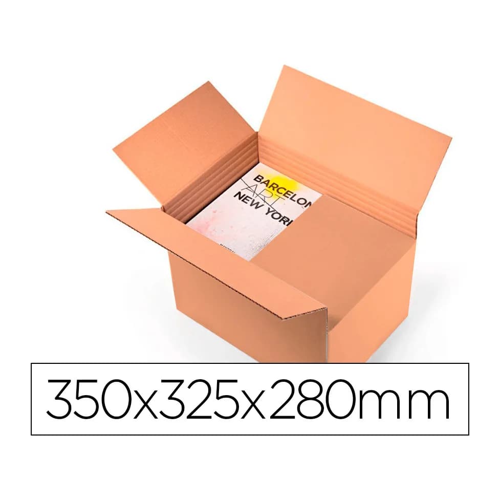 Q-connect Caja para embalar q-connect ultra resistente regulable en altura carton canal doble 7 mmcolor kraft 350x325x280 mm