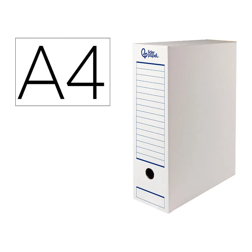 Liderpapel Caja archivo definitivo automatica liderpapel folio carton reciclado 325g/m2 lomo 100 mm blanco 360x100x255mm