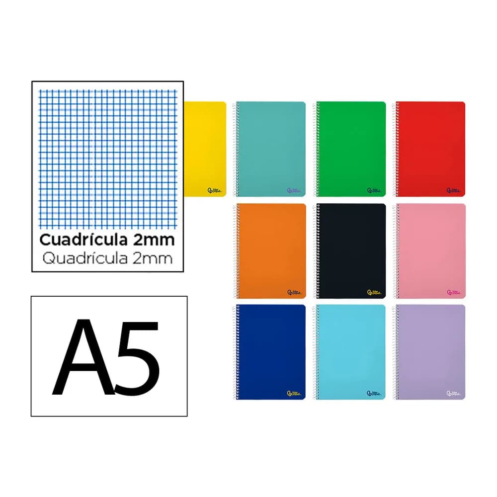 Liderpapel Cuaderno espiral liderpapel a5 smart tapa blanda 80h 75gr milimetrado 2mm colores surtidos