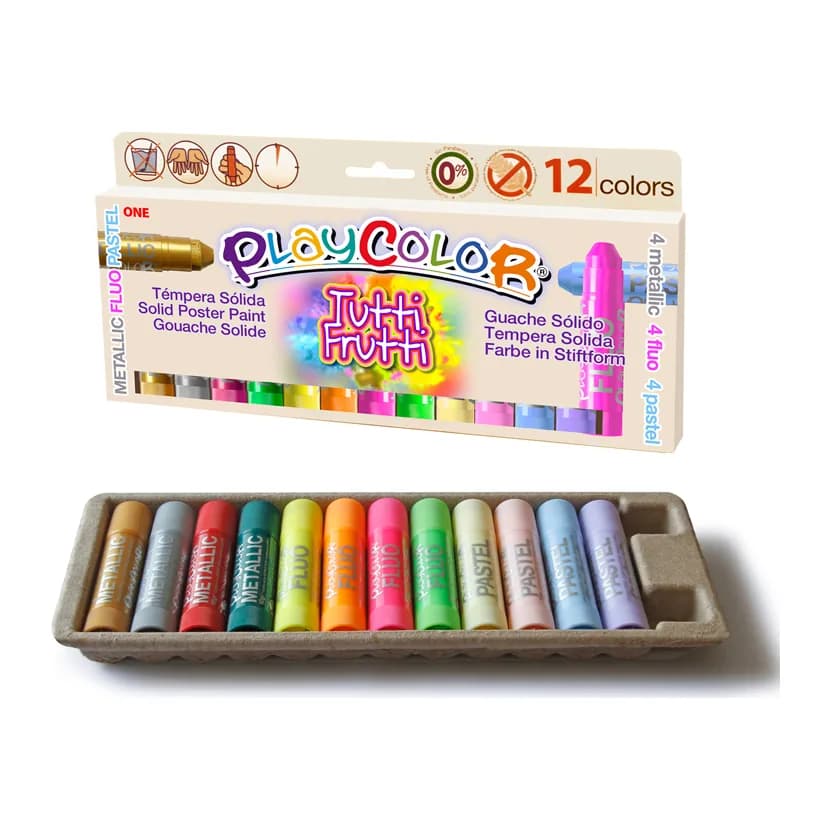 Playcolor Tempera solida playcolor tutti frutti one caja de 12 unidades colores surtidos