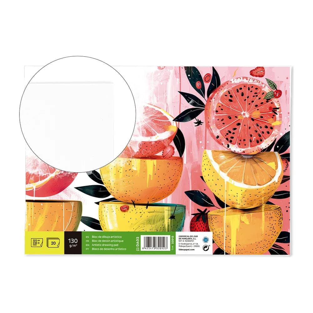 Liderpapel Bloc dibujo liderpapel artistico encolado 230x325mm 20 hojas 130g/m2 sin recuadro