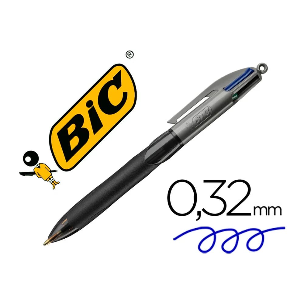 Bic Boligrafo bic cuatro colores con grip colore negro punta 1,3 mm