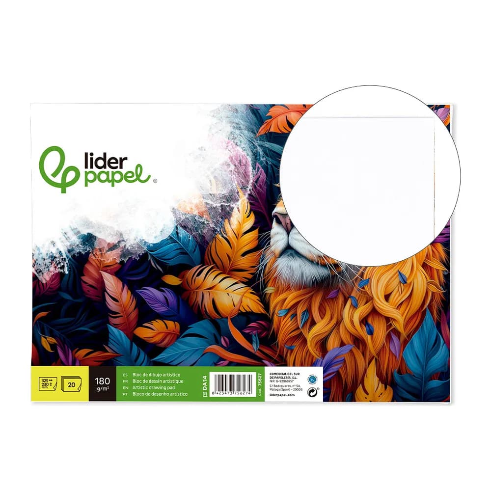 Liderpapel Bloc dibujo liderpapel artistico encolado 230x325mm 20 hojas 180 g/m2 sin recuadro